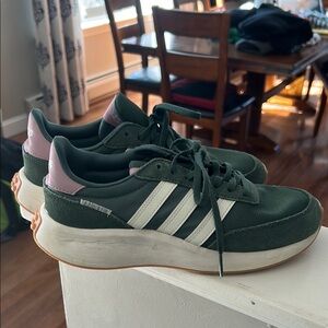 Adidas Women's Green and Pink Sneakers
